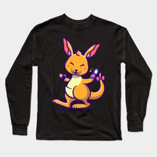 Cute Kangaroo With Make Up Cartoon Long Sleeve T-Shirt